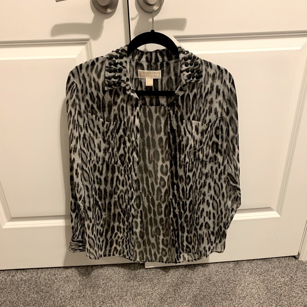 Michael Kors blouse, women’s blouse, leopard print